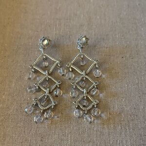 Silver Crystal Drop Chandelier Earrings - Timeless Glamour